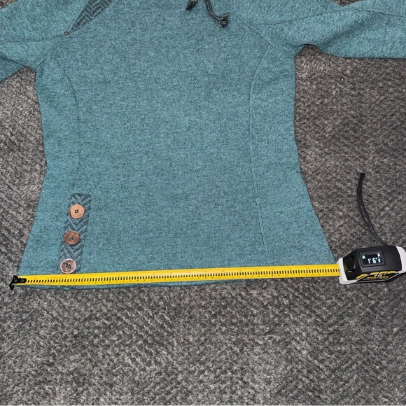 Prana Lucia Sweater Womens XS Teal Mock Neck Pullover Wool Blend Cabincore Boho - Picture 14 of 14